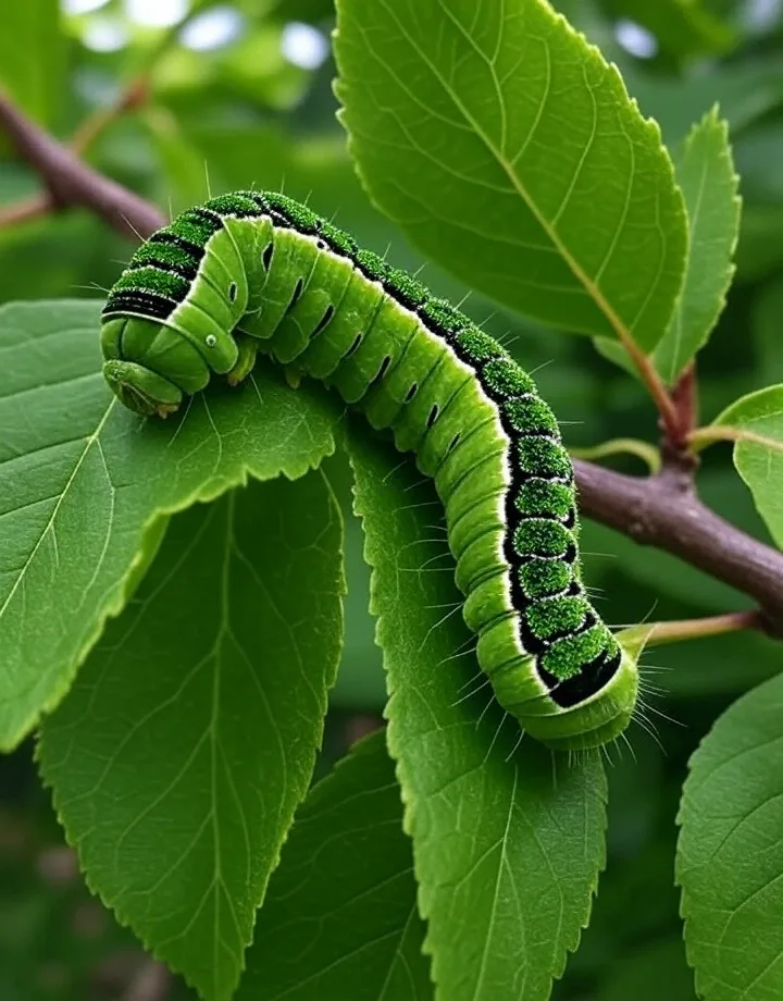 Chenille sur un cerisier