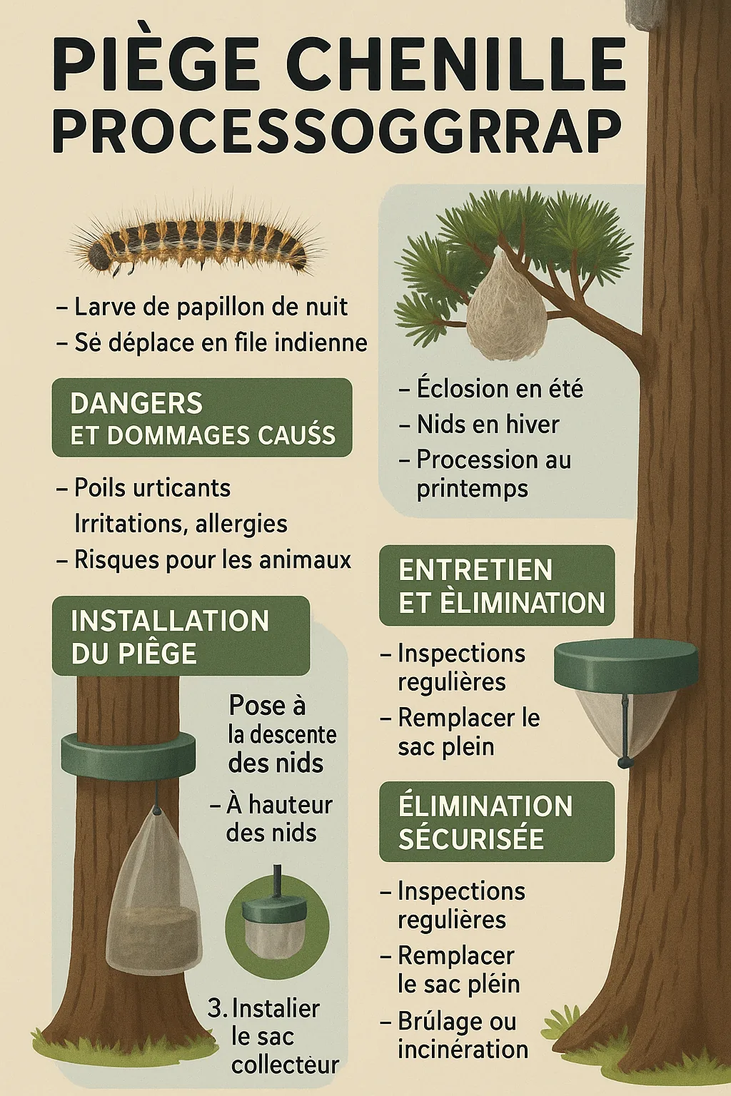 Installation d'un piège à chenilles