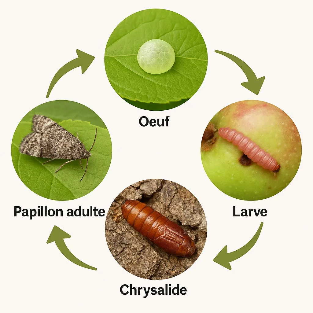 Cycle de vie de la chenille du pommier