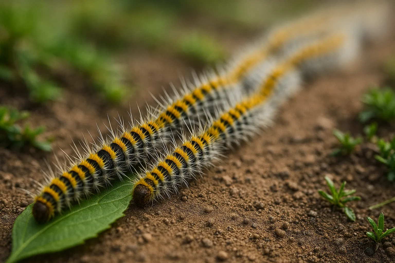 Chenille jaune et noire