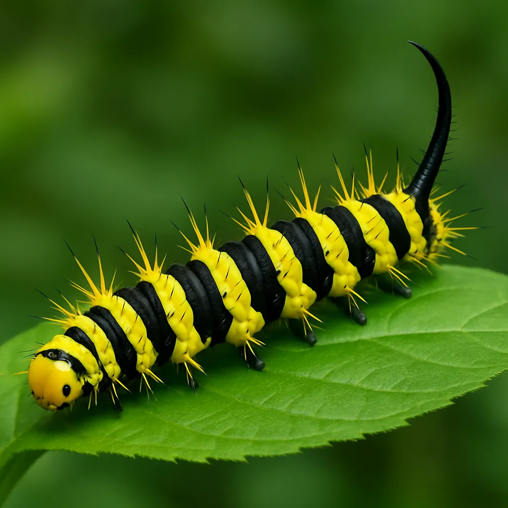 Chenille jaune et noire