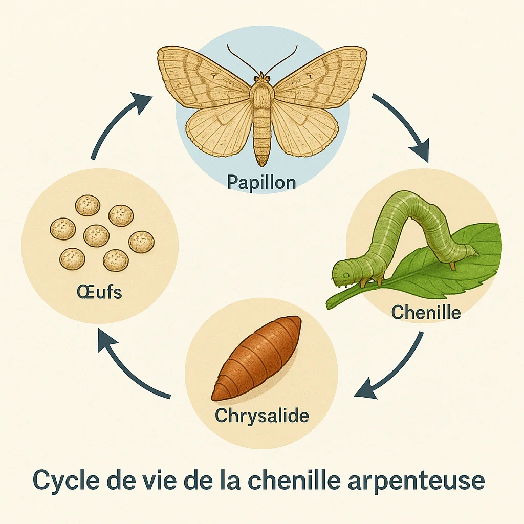 Cycle de vie de la chenille arpenteuse