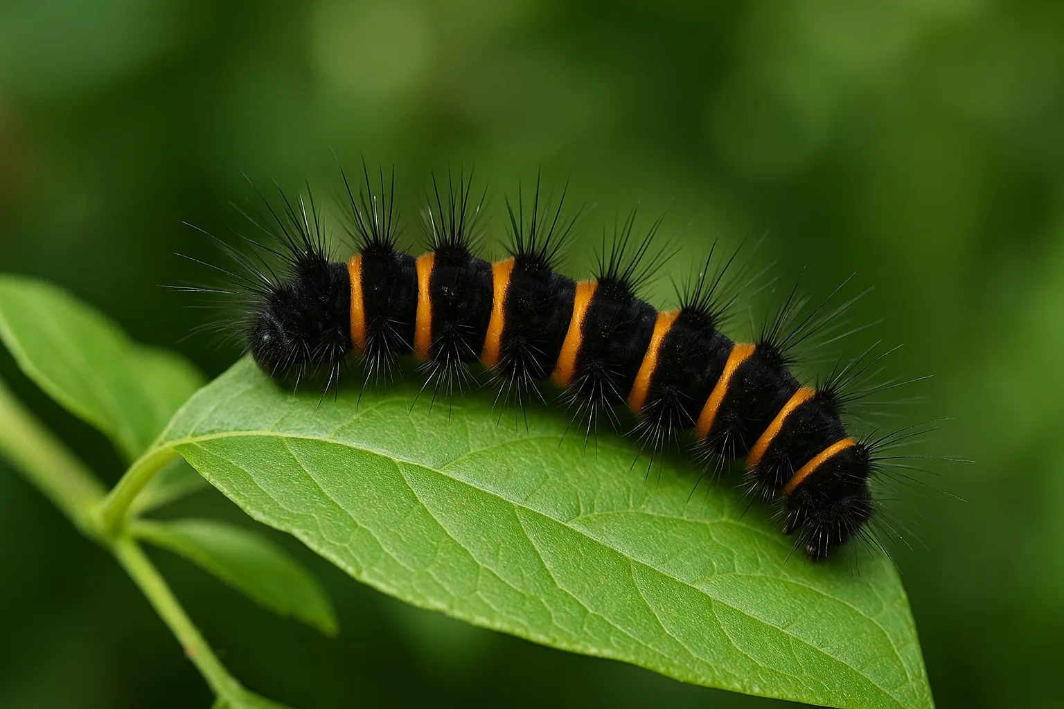 Chenille noire et orange